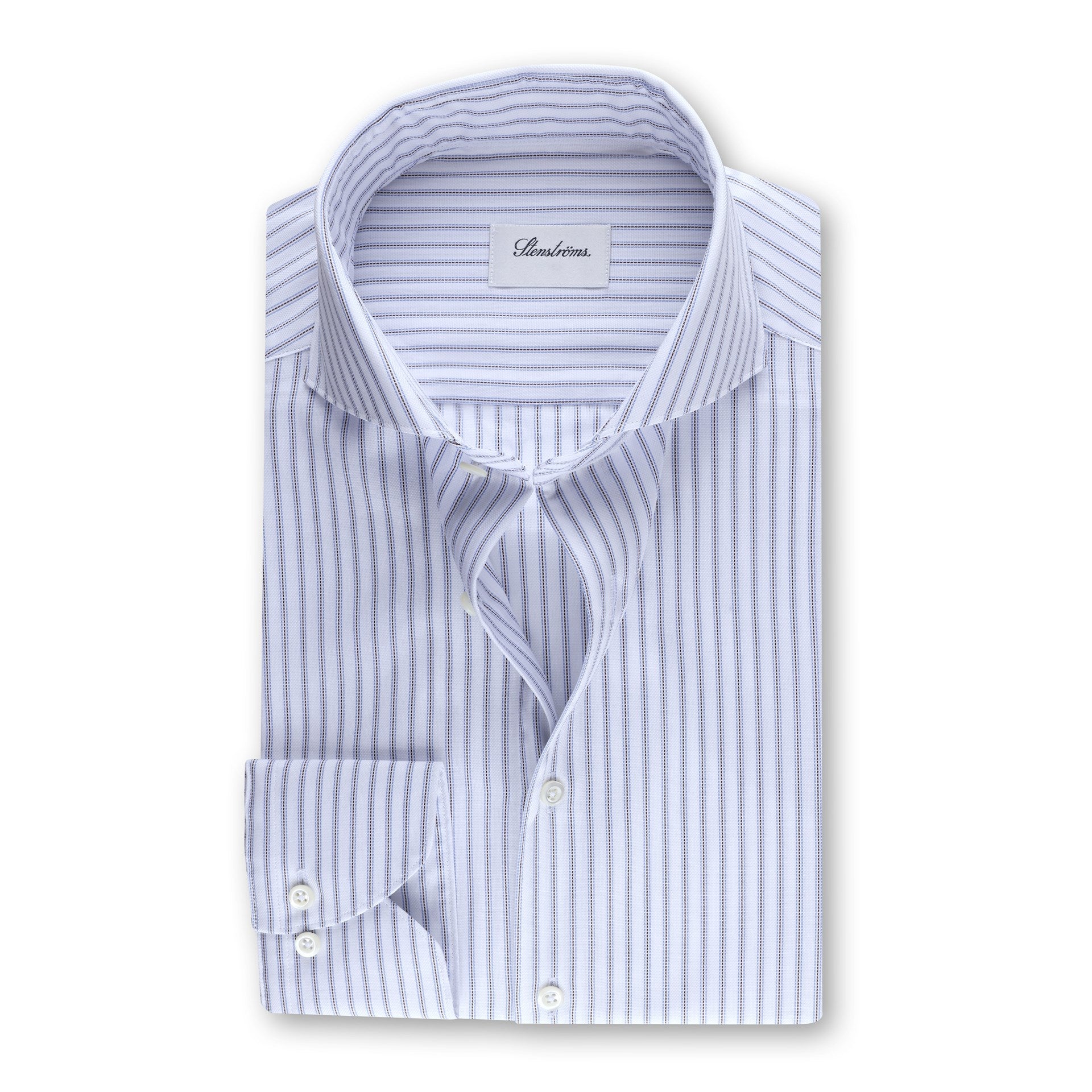 White Striped Oxford Shirt - Stenstroms Fitted Body